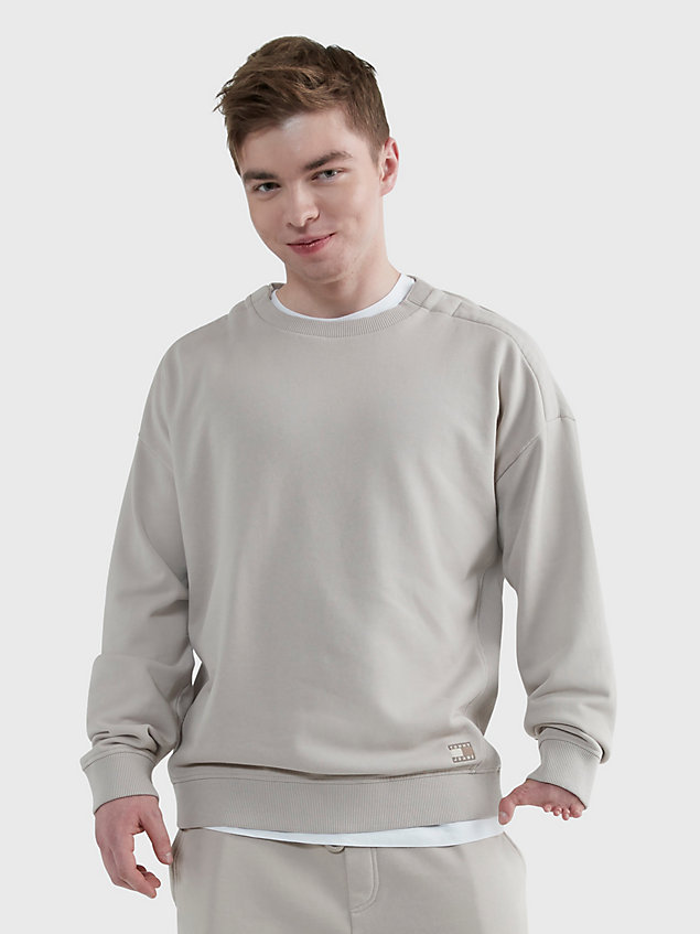 brown adaptive tonal logo sweatshirt for men tommy hilfiger