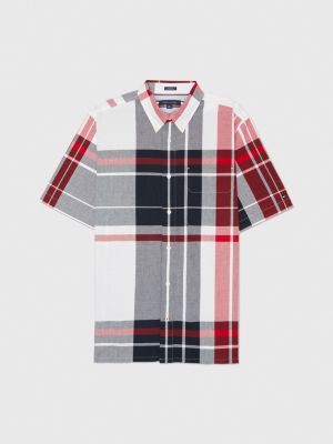 multi adaptive custom fit kurzarm-hemd mit karos für herren - tommy hilfiger