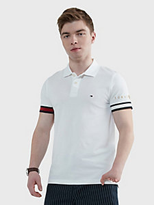 wit adaptive icons slim fit polo voor heren - tommy hilfiger