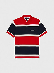 polo coupe standard adaptive à rayures rugby rouge pour hommes tommy hilfiger