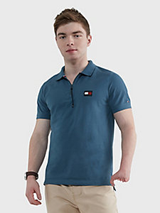 blue adaptive signature tape slim fit polo for men tommy hilfiger