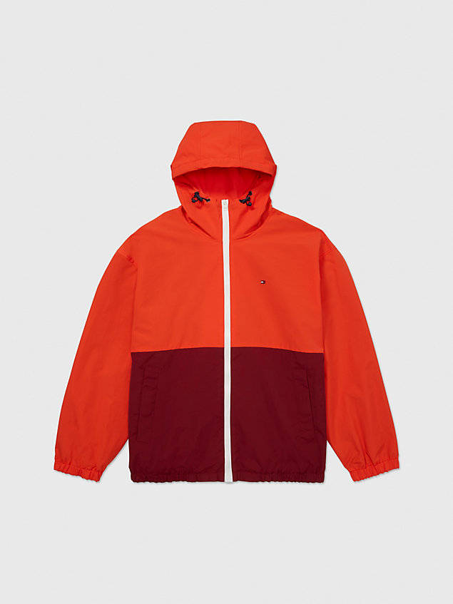 orange adaptive colour-blocked hooded regatta jacket for men tommy hilfiger