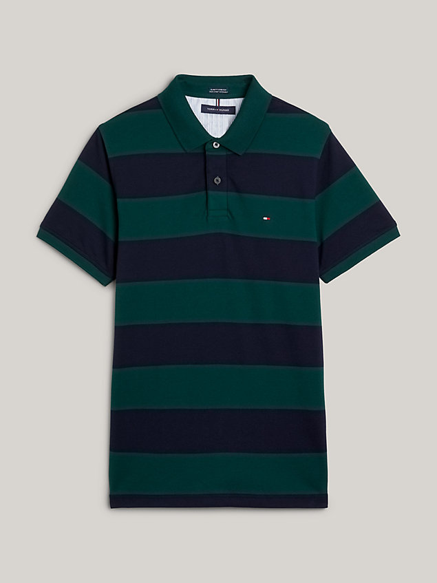 green adaptive rugby stripe slim polo for men tommy hilfiger