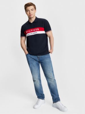 blue adaptive regular fit poloshirt mit logo-stickerei für herren - tommy hilfiger