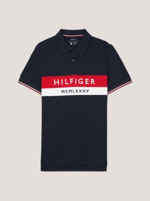 Adaptive Logo Embroidery Colour-Blocked Regular Polo | Blue | Tommy ...