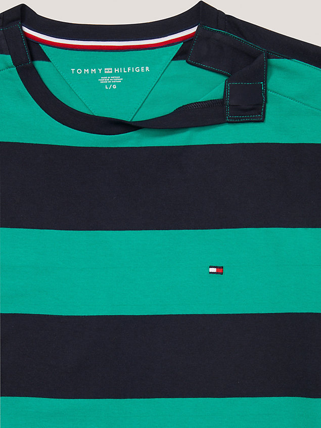 green t-shirt adaptive w paski rugby dla mężczyźni - 