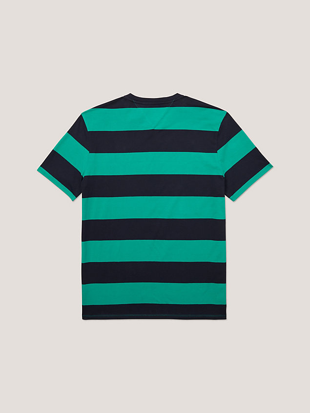 green t-shirt adaptive w paski rugby dla mężczyźni - 