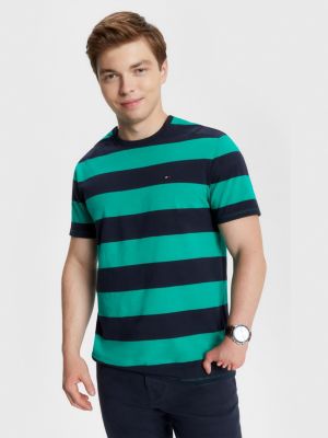 Tommy hilfiger green striped hot sale shirt