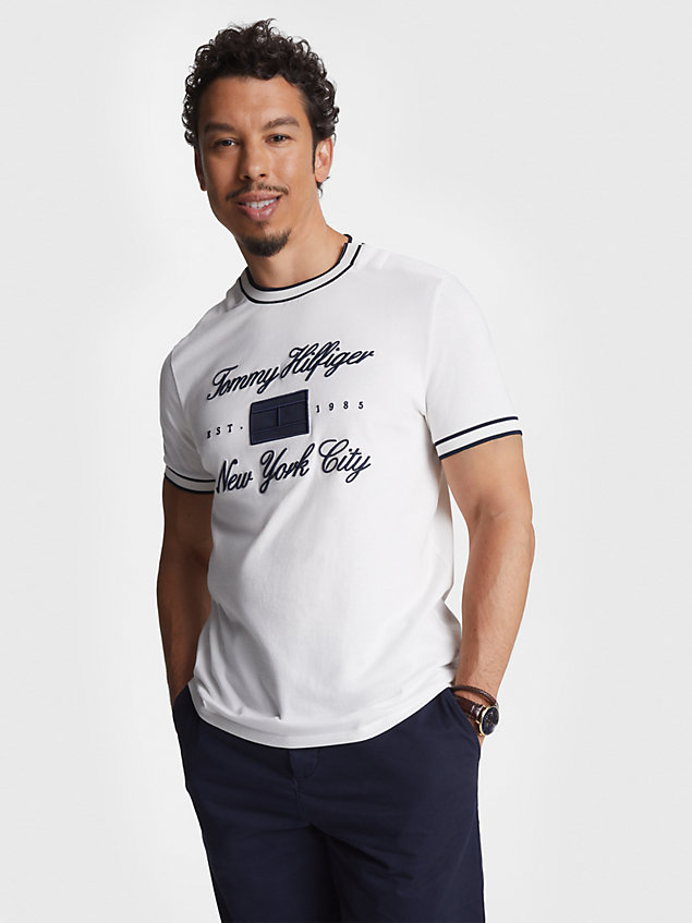 white adaptive bird's eye t-shirt for men tommy hilfiger
