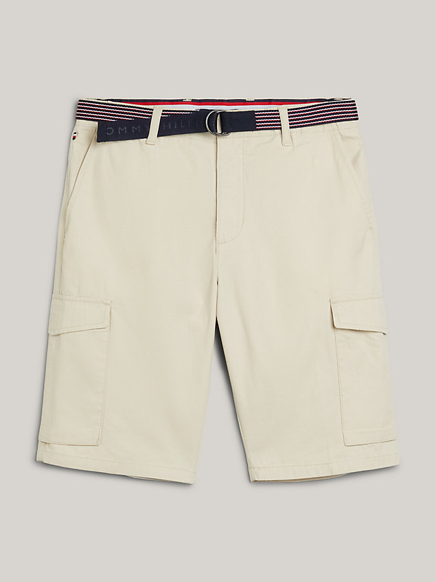 khaki adaptive belted twill cargo shorts for men tommy hilfiger