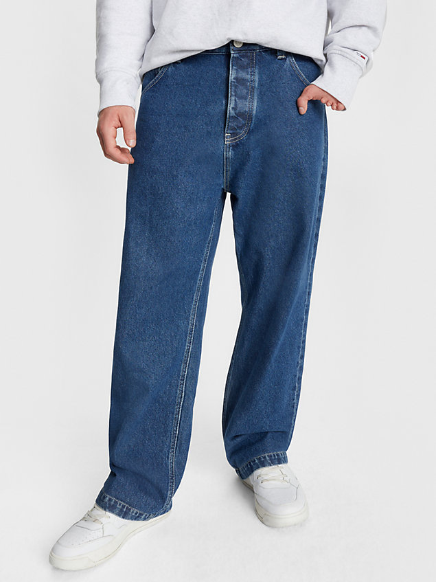blue obszerne jeansy aiden z kolekcji adaptive dla mężczyźni - tommy hilfiger