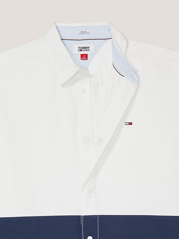 white adaptive archive colour-blocked relaxed shirt for men tommy hilfiger