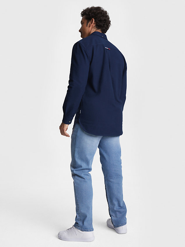 blue adaptive regular fit flannel shirt for men 
