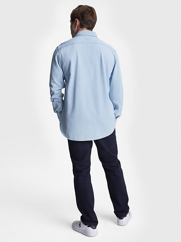blue adaptive regular denim shirt for men tommy hilfiger