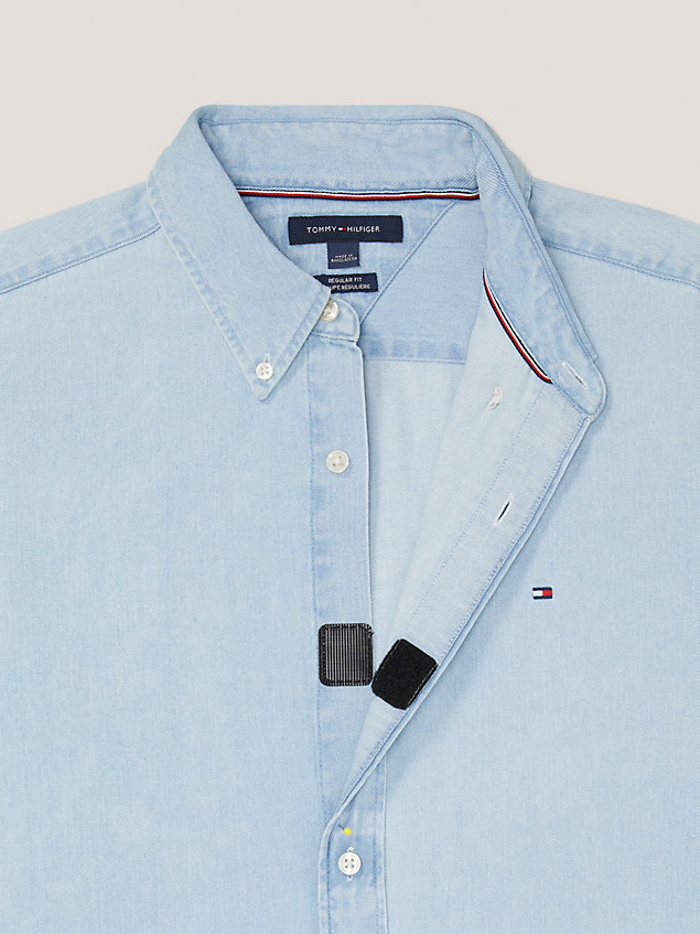 blue adaptive regular denim shirt for men 