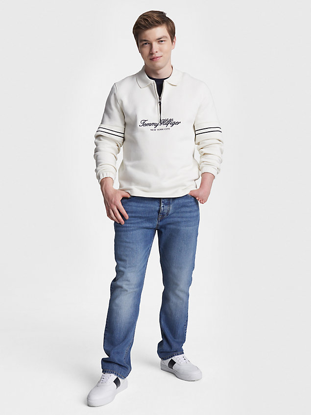 white adaptive signature popover sweatshirt for men 