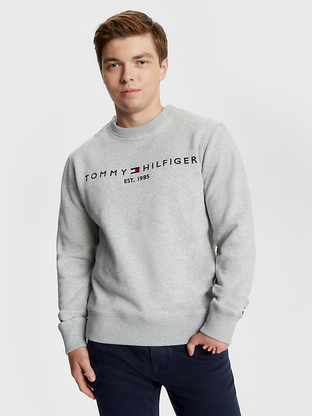 grey adaptive logo sweatshirt for men tommy hilfiger