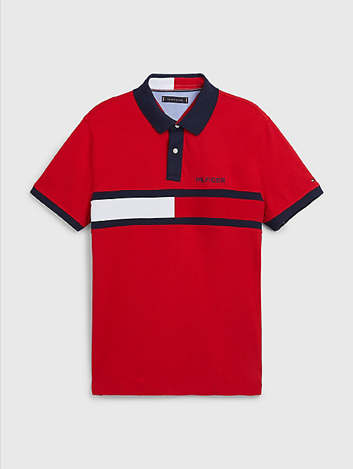 red adaptive cotton flag custom fit polo for men tommy hilfiger