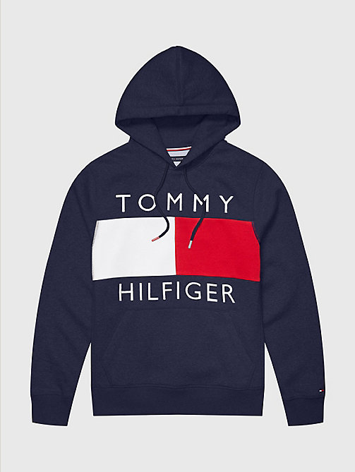 blue adaptive front logo hoody for men tommy hilfiger