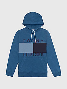 blauw adaptive hoodie met logo op de voorkant voor heren - tommy hilfiger