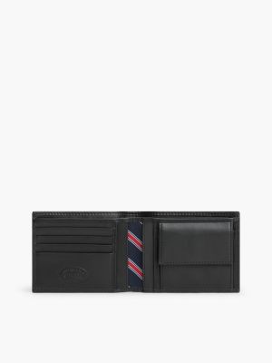 black bifold leather wallet for men tommy hilfiger