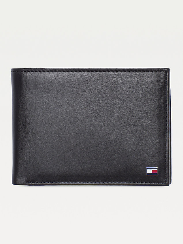 black bifold leather wallet for men tommy hilfiger