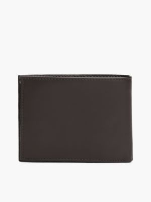 brown bifold leather wallet for men tommy hilfiger