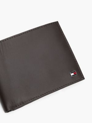 brown bifold leather wallet for men tommy hilfiger