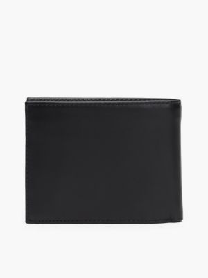 black leather flap wallet for men tommy hilfiger