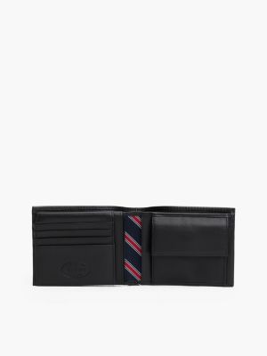 black leather flap wallet for men tommy hilfiger