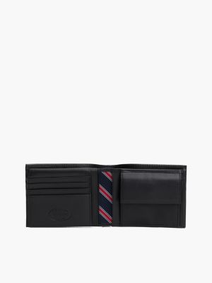 black leather flap wallet for men tommy hilfiger