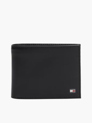 portefeuille à rabat en cuir black pour hommes tommy hilfiger