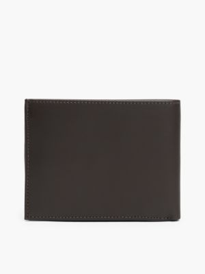 brown leather flap wallet for men tommy hilfiger