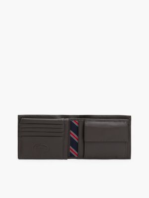 brown leather flap wallet for men tommy hilfiger