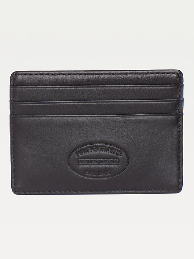 black leather card holder for men tommy hilfiger
