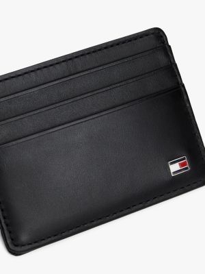 portatessere in pelle nero da uomini tommy hilfiger