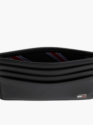 czarny skórzane etui na karty dla mężczyźni - tommy hilfiger