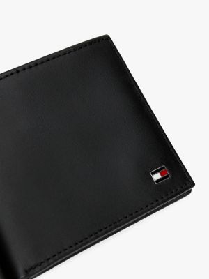 black small embossed bifold wallet for men tommy hilfiger