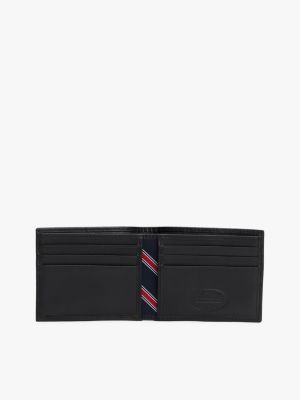 black small embossed bifold wallet for men tommy hilfiger