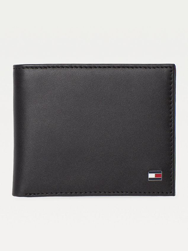 black small embossed bifold wallet for men tommy hilfiger