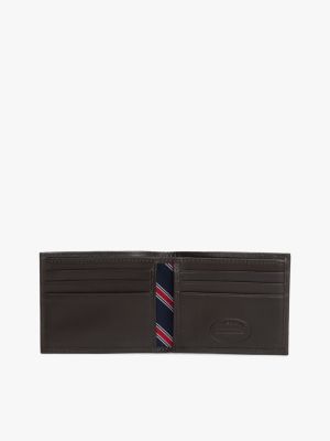 brown small embossed bifold wallet for men tommy hilfiger