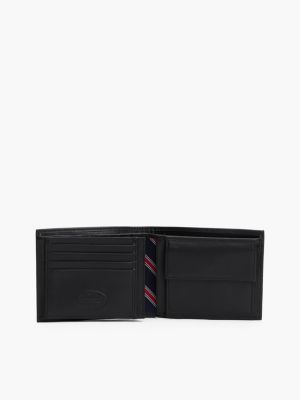 black signature stripe trifold wallet for men tommy hilfiger