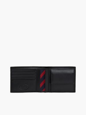 black leather credit card wallet for men tommy hilfiger