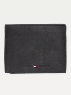 Black Leather Trifold Key Holder Wallet With Snap Change Pouch
