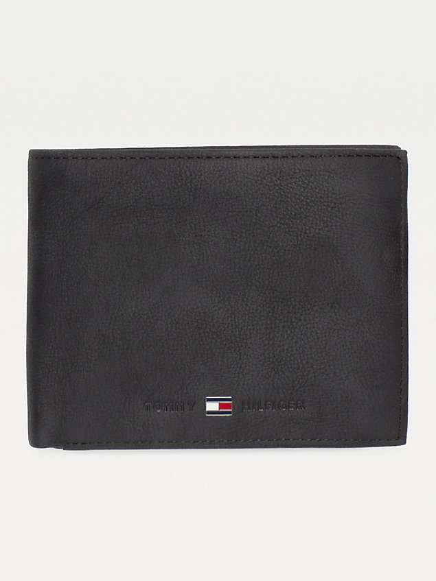 black leather credit card wallet for men tommy hilfiger