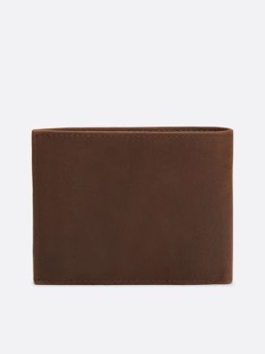 brown leather credit card wallet for men tommy hilfiger