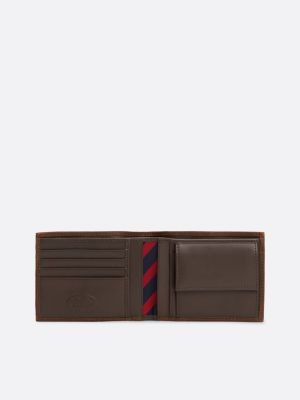 brown leather credit card wallet for men tommy hilfiger