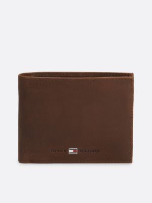 portefeuille porte-cartes en cuir brown pour hommes tommy hilfiger