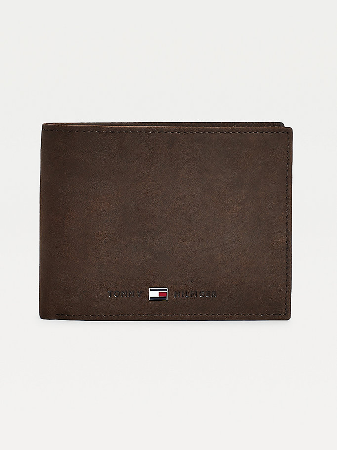 brown leather credit card wallet for men tommy hilfiger
