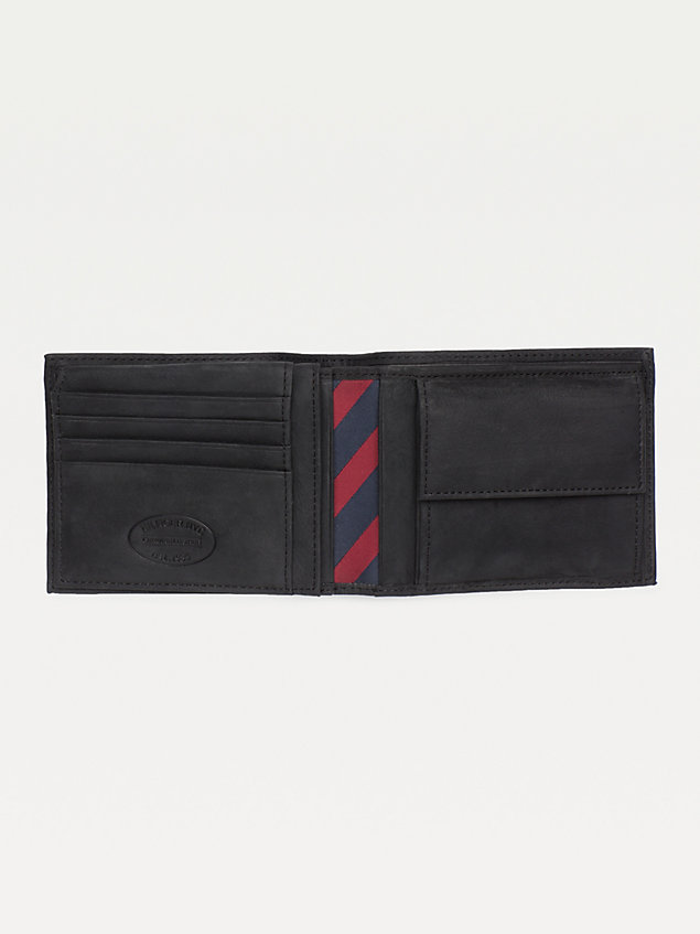black leather flap wallet for men tommy hilfiger